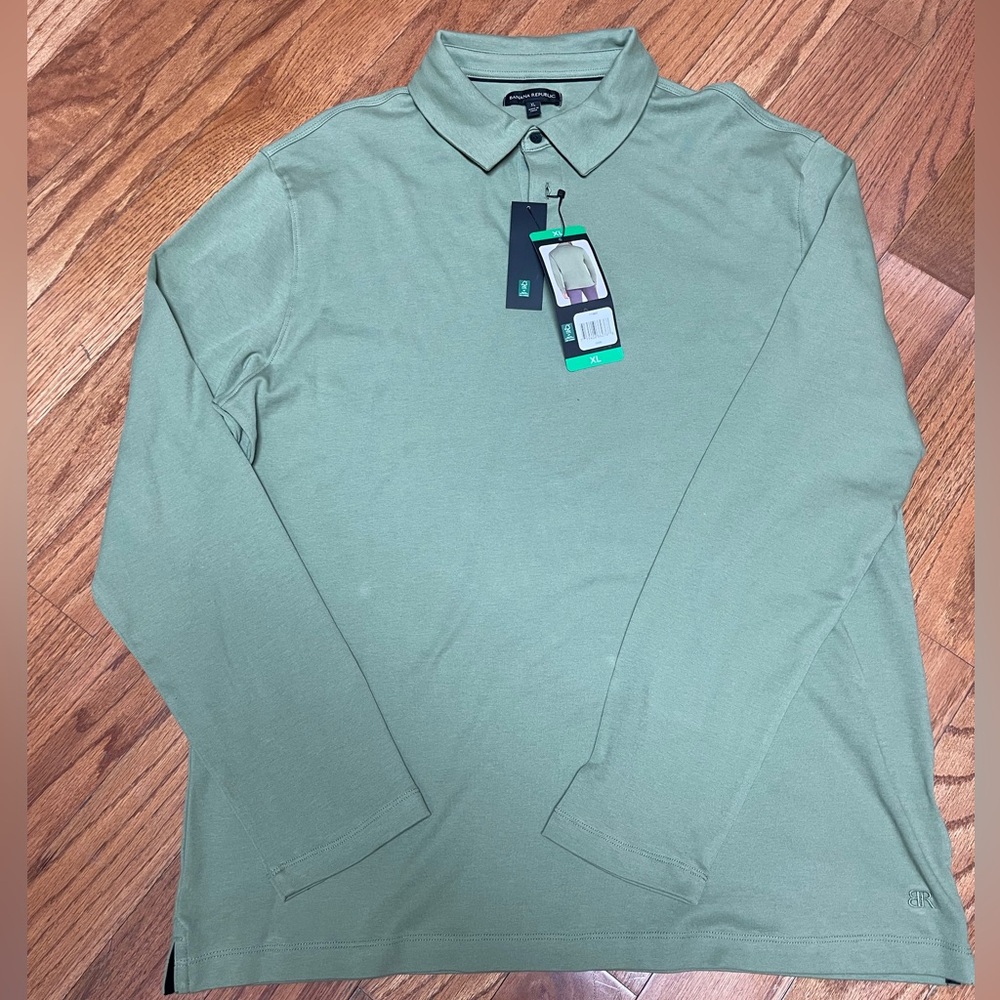 Banana Republic Men’s Luxury-Touch Long Sleeved Polo Shirt Olive Green Sz XL NWT